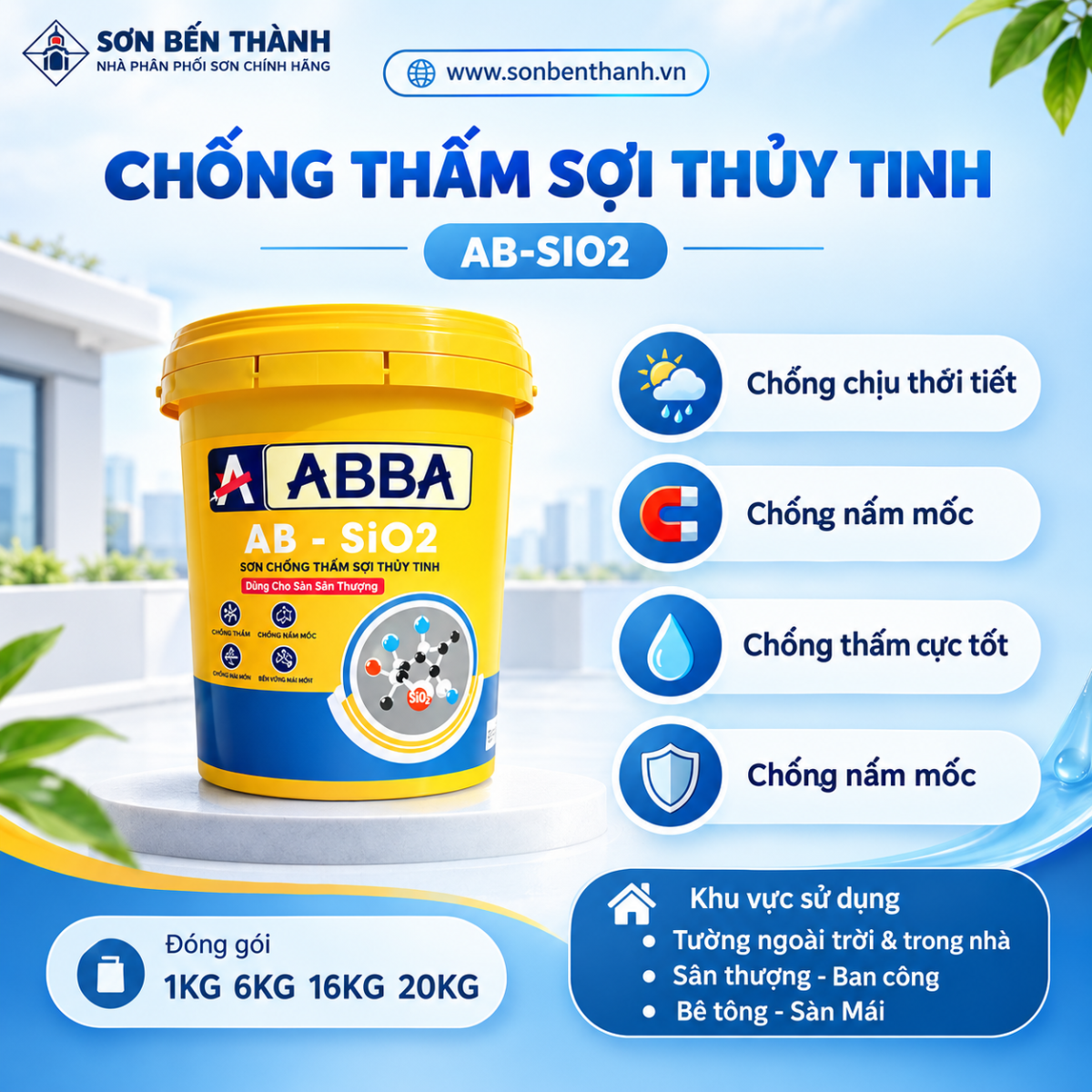 Sơn chống thấm sợi thủy tinh ABBA AB – SiO2